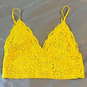 Zara S Yellow Lace Crop Top